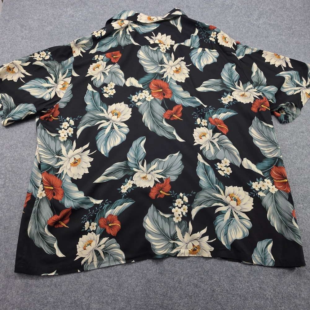 Iolani Mens  3XL Tropical Floral Short Sleeve Hawaiian Shirt  Black Floral USA